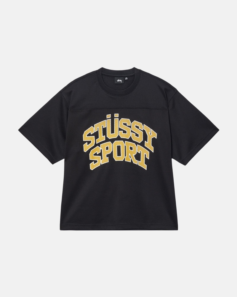 Black Stüssy Sport Mesh Football Jersey | XMBJ1-3569