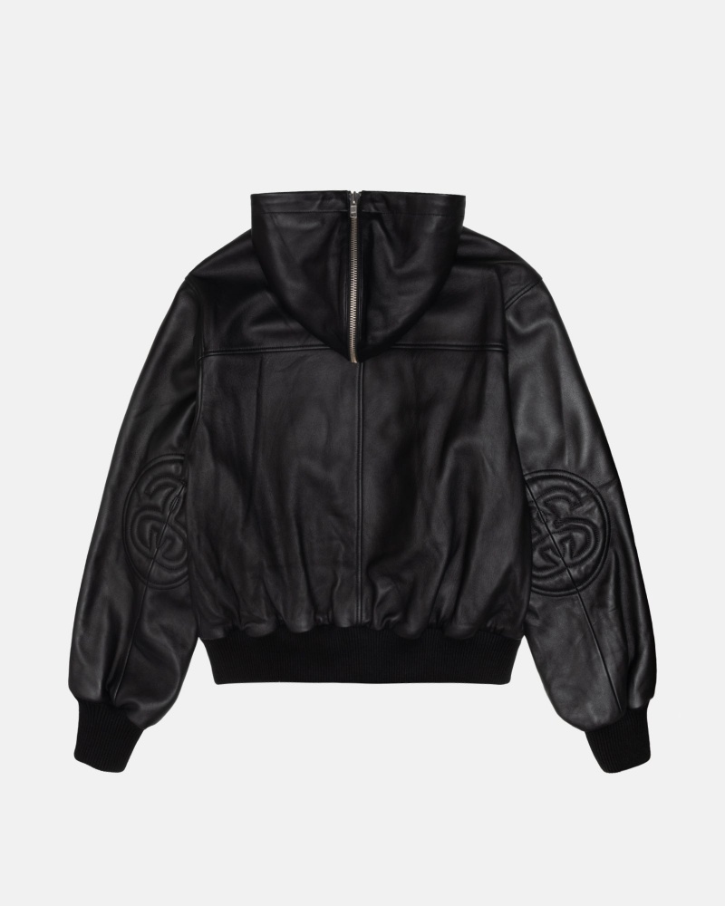 Black Stüssy Ss Link Leather Bomber | CJKL1-3280