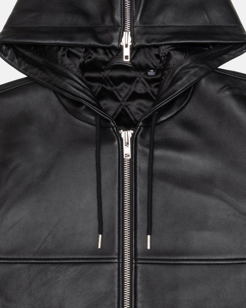 Black Stüssy Ss Link Leather Bomber | CJKL1-3280