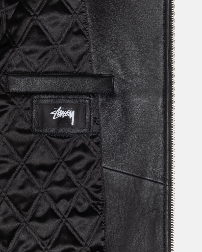 Black Stüssy Ss Link Leather Bomber | CJKL1-3280