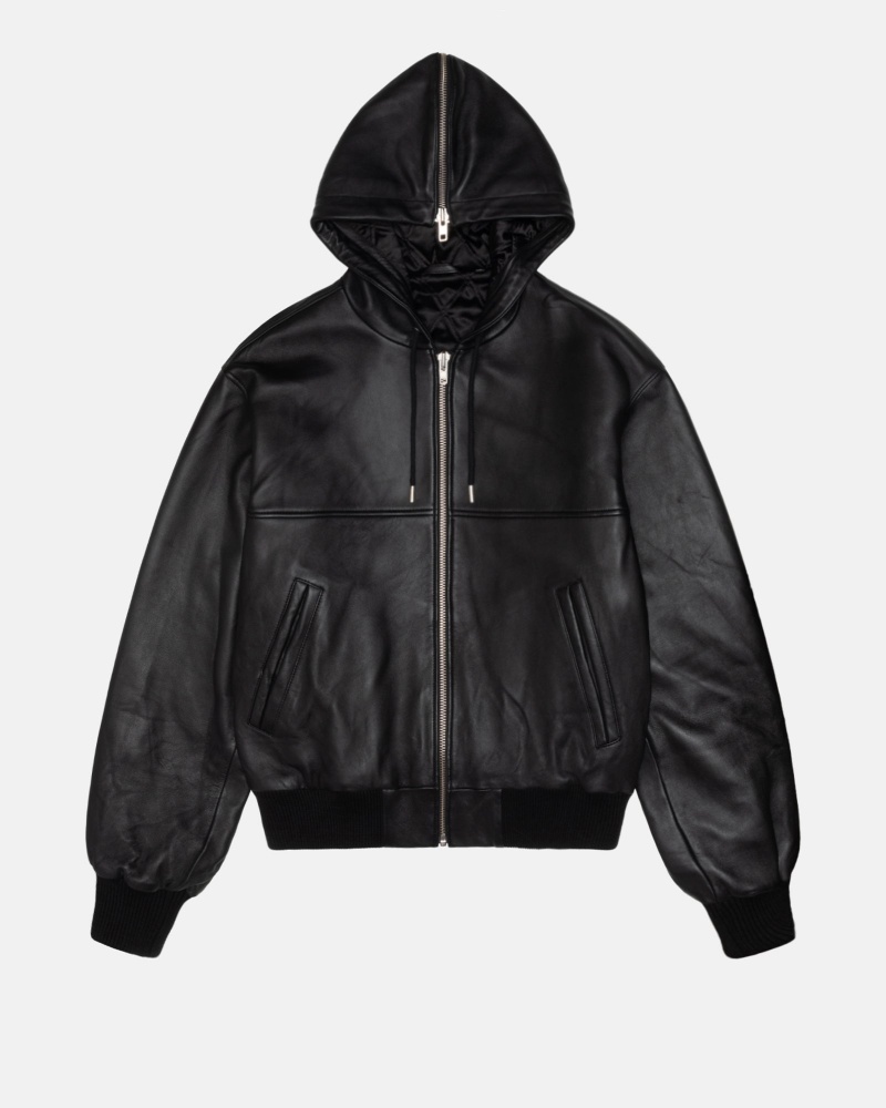 Black Stüssy Ss Link Leather Bomber | CJKL1-3280