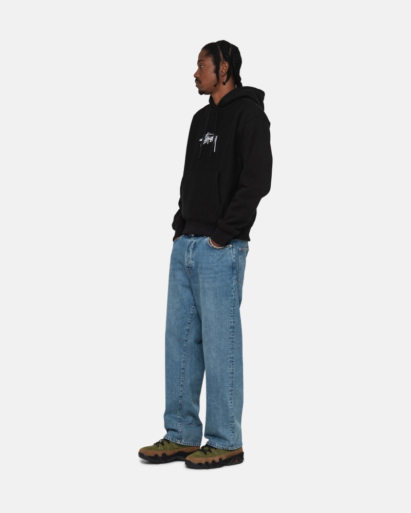 Black Stüssy Stock Logo Applique Hoodie | IVMF2-8901