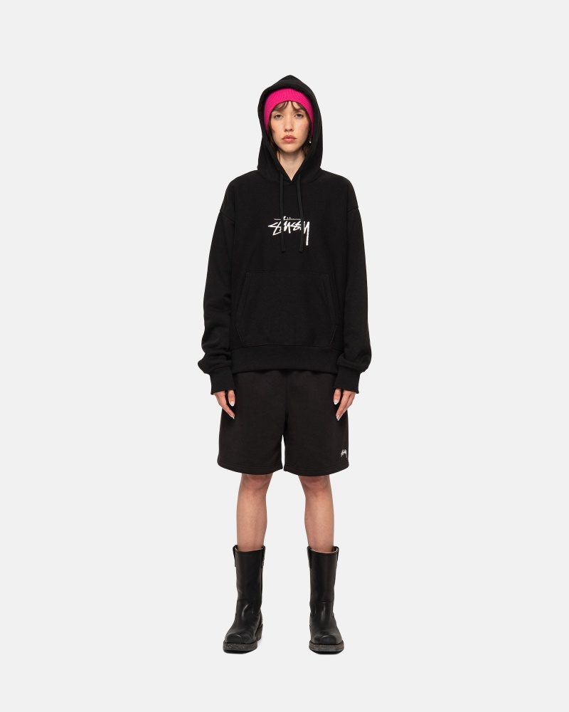 Black Stüssy Stock Logo Applique Hoodie | IVMF2-8901