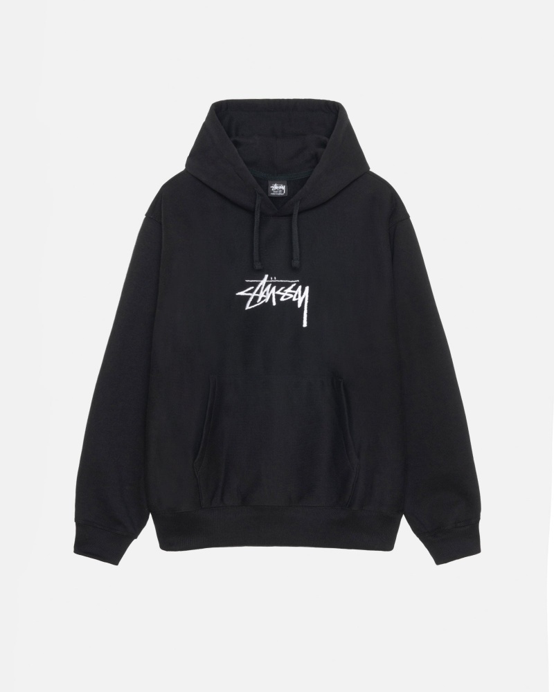 Black Stüssy Stock Logo Applique Hoodie | IVMF2-8901