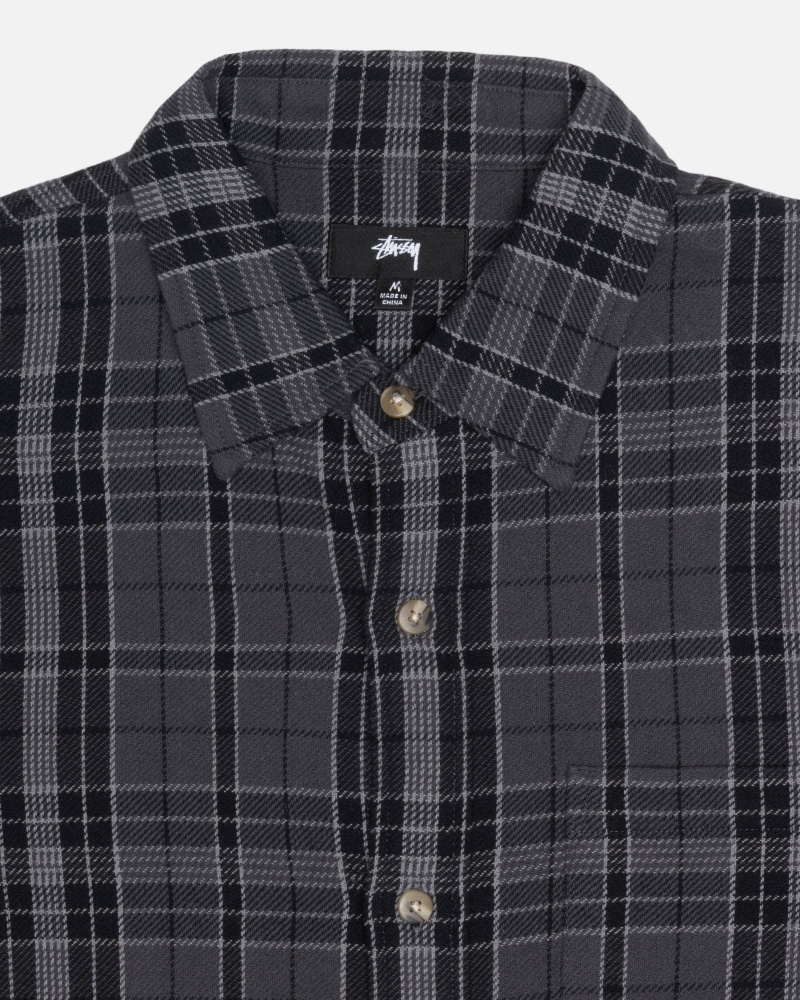 Black Stüssy Stones Plaid Shirt | SCWD5-3640