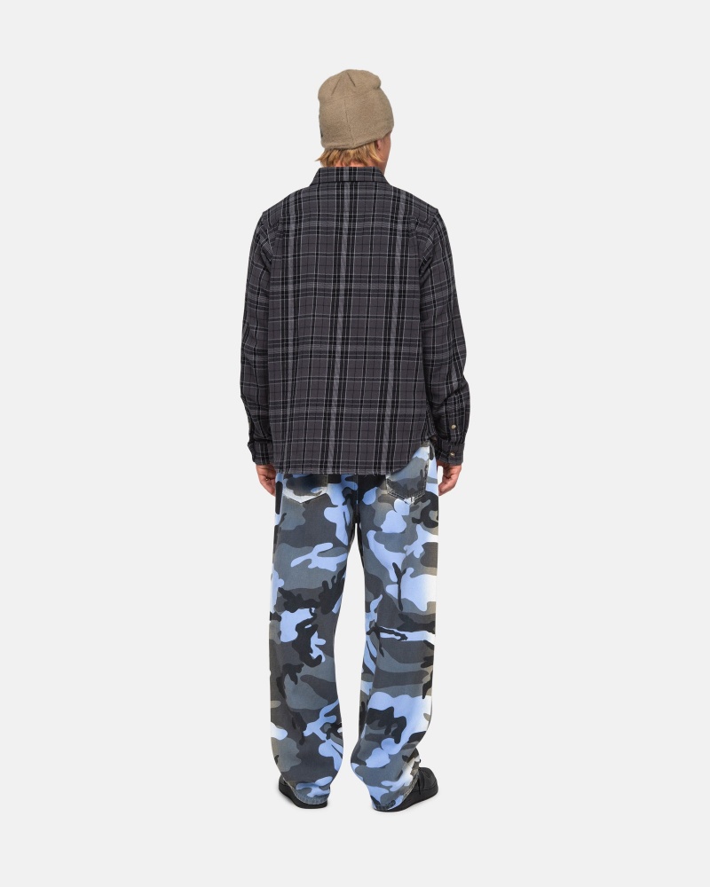 Black Stüssy Stones Plaid Shirt | SCWD5-3640