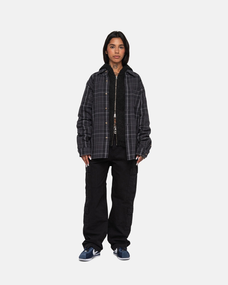 Black Stüssy Stones Plaid Shirt | SCWD5-3640