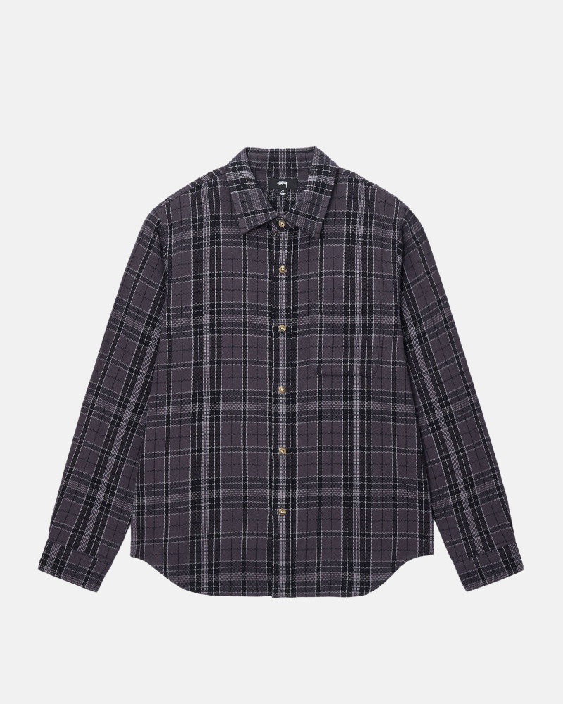 Black Stüssy Stones Plaid Shirt | SCWD5-3640