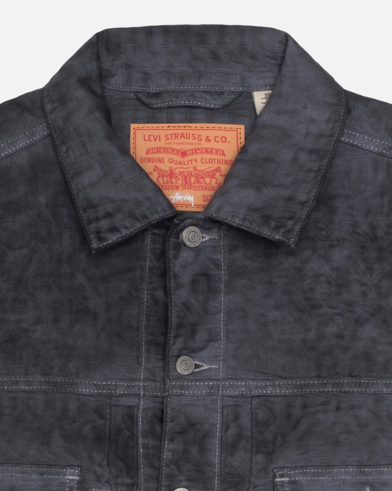 Black Stüssy & Levi's Dyed Jacquard Trucker Jacket | ASWE-58726