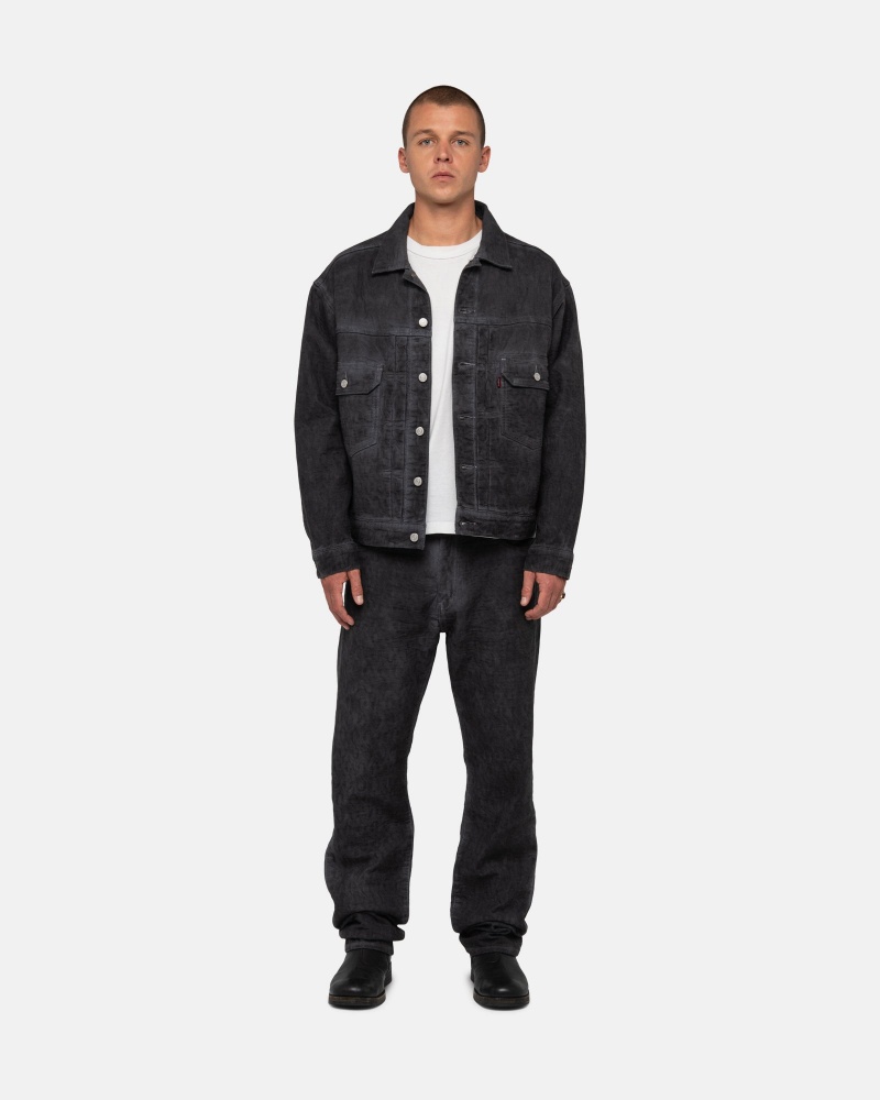 Black Stüssy & Levi's Dyed Jacquard Trucker Jacket | ASWE-58726