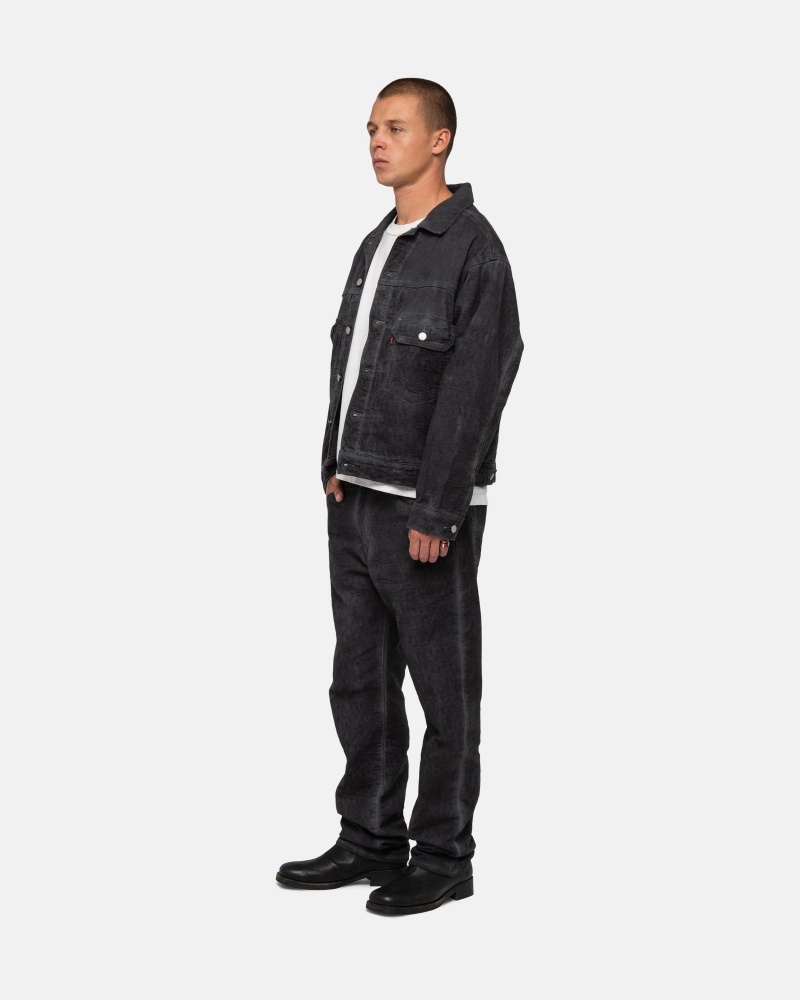 Black Stüssy & Levi's Dyed Jacquard Trucker Jacket | ASWE-58726