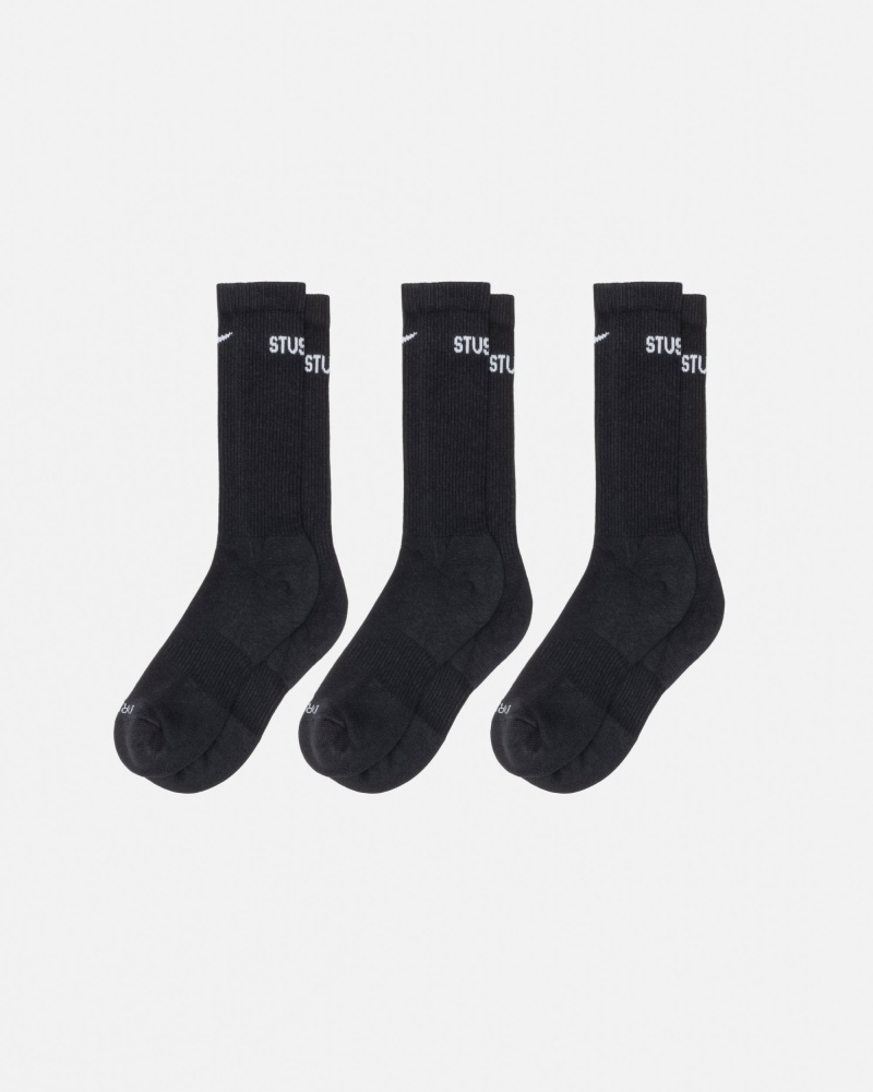 Black Stüssy & Nike Dri-Fit Crew Sock Pack | DLAW9-7638