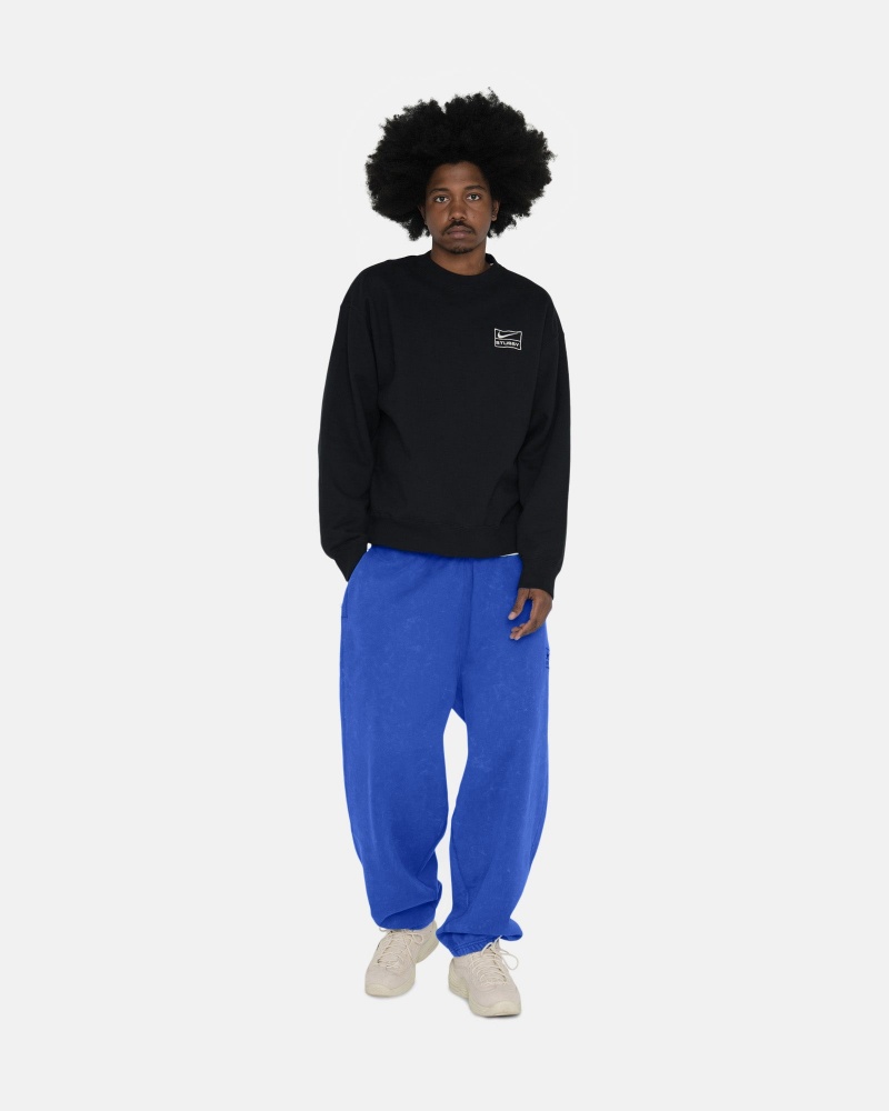 Black Stüssy & Nike Stone Washed Fleece Crew | AKBI4-5607