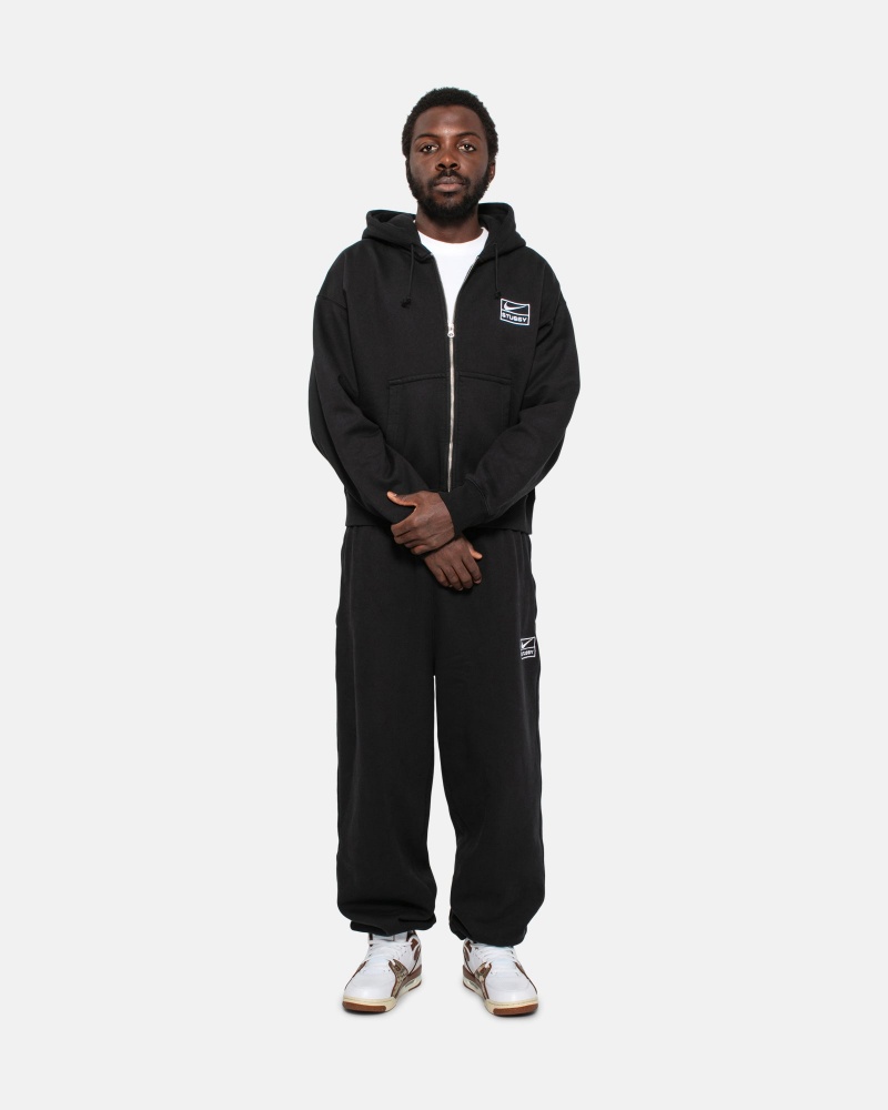 Black Stüssy & Nike Stone Washed Fleece Pant | VMDE5-3790