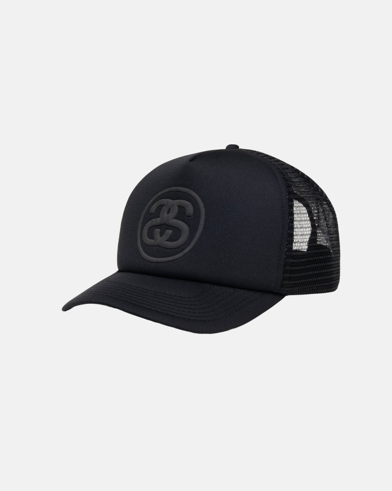 Black Stüssy Trucker Ss-Link Snapback | PEVQ-21705