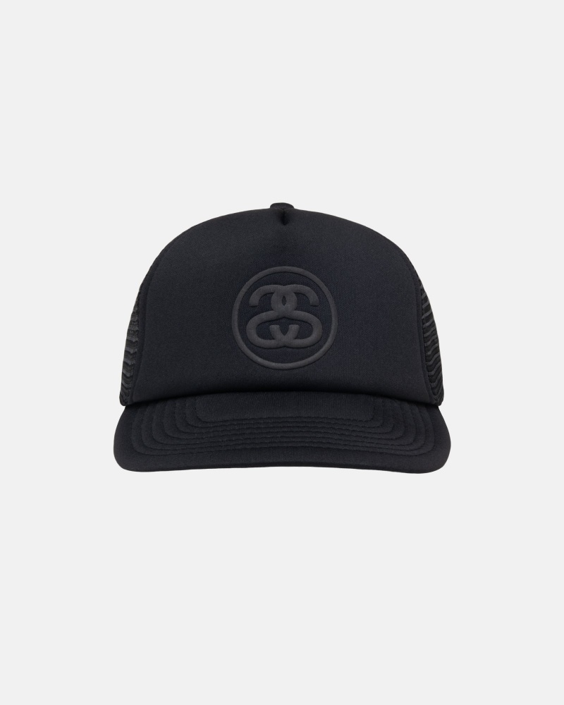 Black Stüssy Trucker Ss-Link Snapback | PEVQ-21705