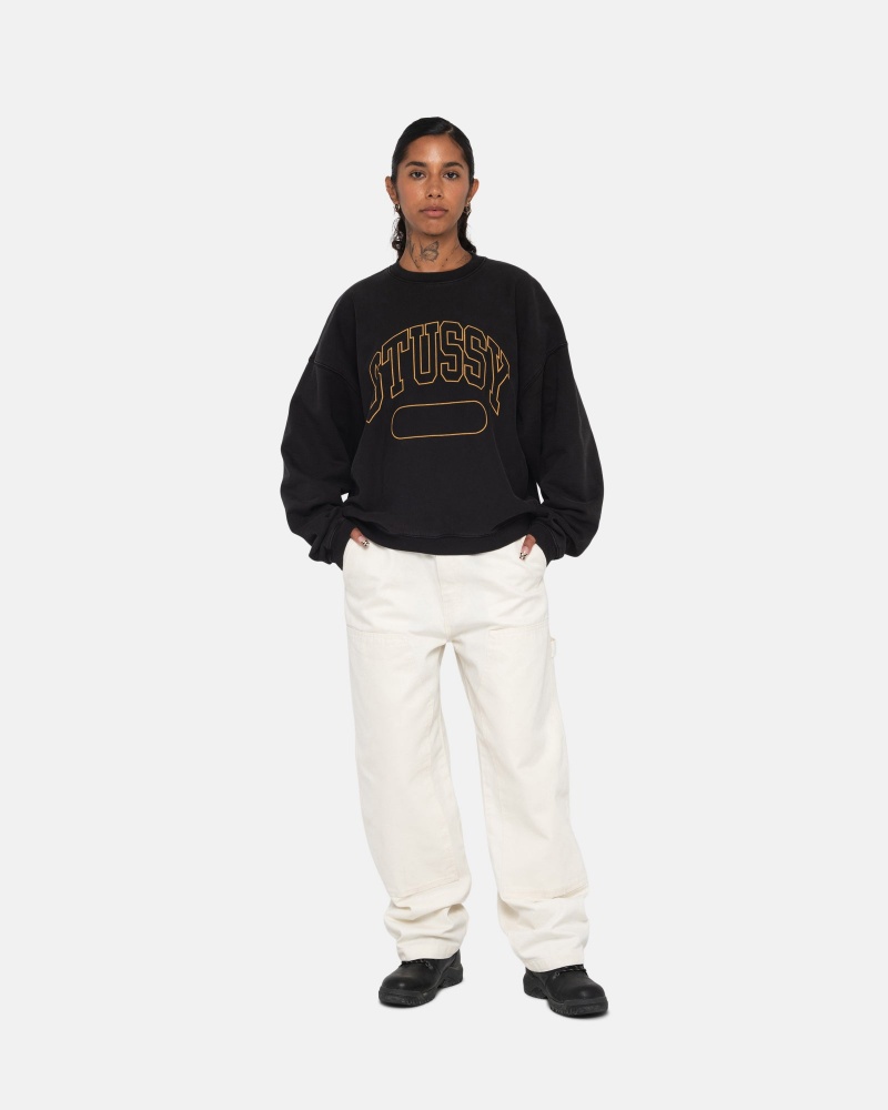 Black Stüssy Varsity Oversized Crew | UVXR9-4385