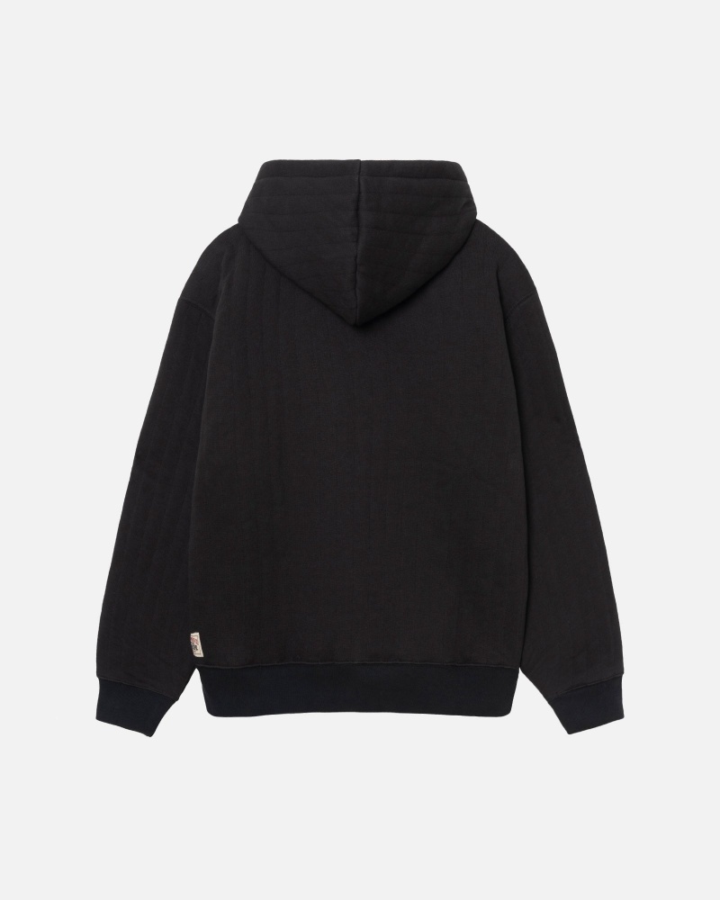 Black Stüssy Vertical Quilted Zip Hoodie | TLXV6-2095