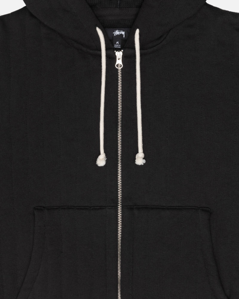 Black Stüssy Vertical Quilted Zip Hoodie | TLXV6-2095