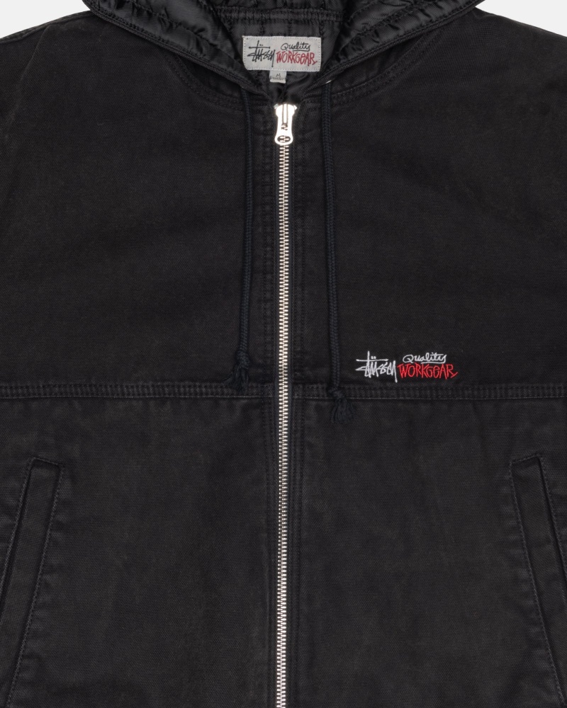 Black Stüssy Work Jacket Insulated Canvas | QZET4-9012