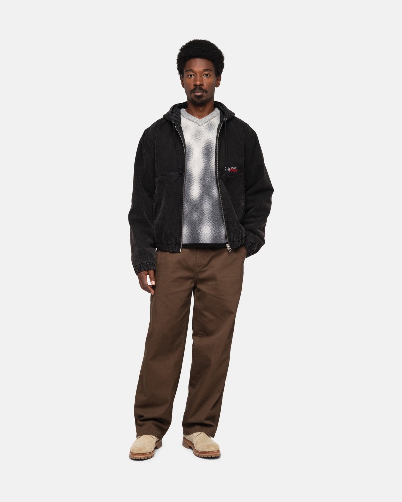 Black Stüssy Work Jacket Insulated Canvas | QZET4-9012