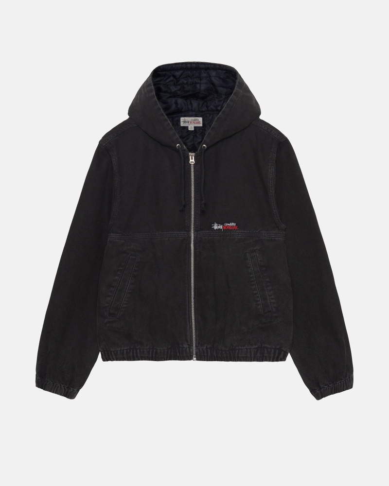 Black Stüssy Work Jacket Insulated Canvas | QZET4-9012