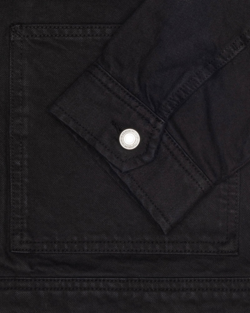 Black Stüssy Zip Work Jacket Overdyed | GKHY3-2961