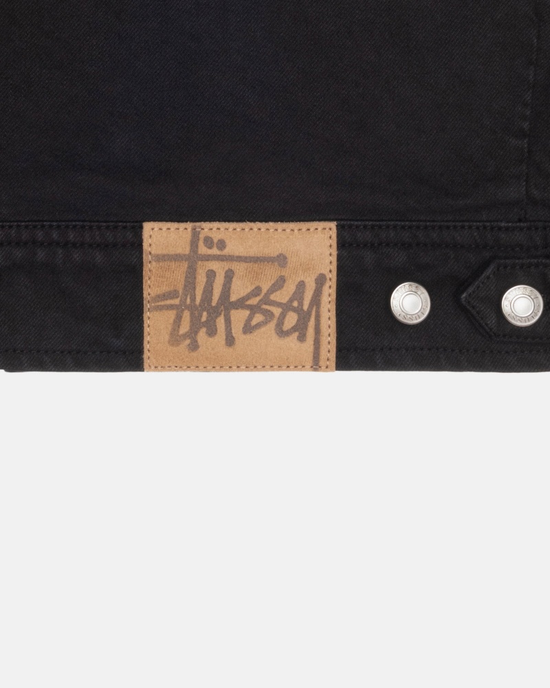 Black Stüssy Zip Work Jacket Overdyed | GKHY3-2961