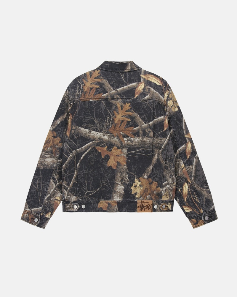 Black Stüssy Zip Work Jacket Realtree Edge | EWQG-57291