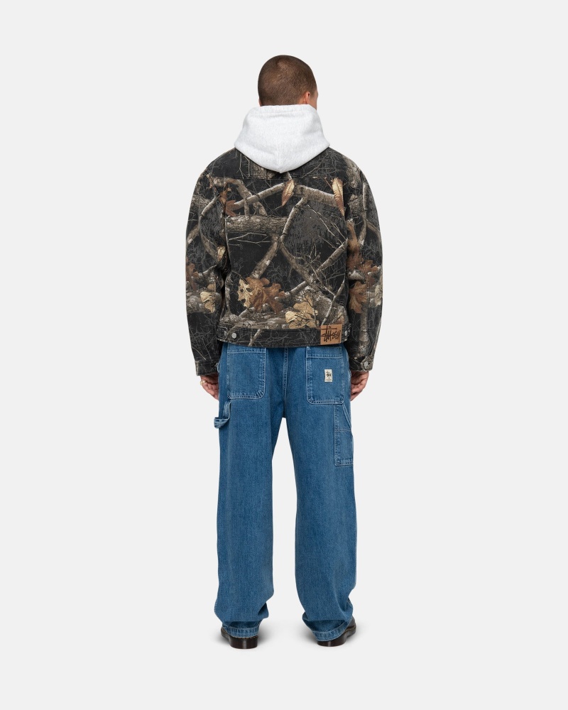 Black Stüssy Zip Work Jacket Realtree Edge | EWQG-57291