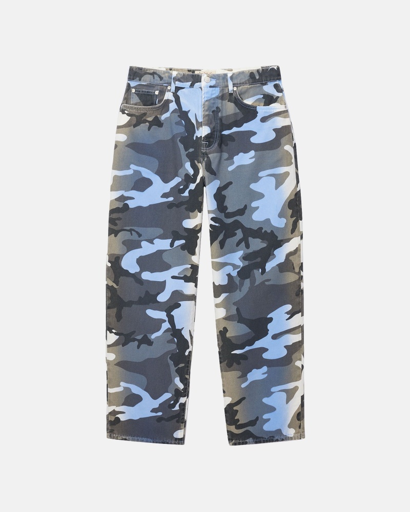 Blue Camo Stüssy Big Ol\' Jean Spray Dye Canvas | LNHI7-0861