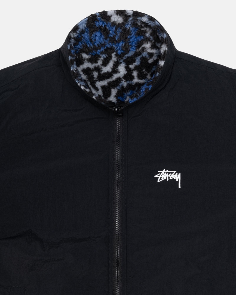 Blue Leopard Stüssy Sherpa Reversible Jacket | WGUH3-5704