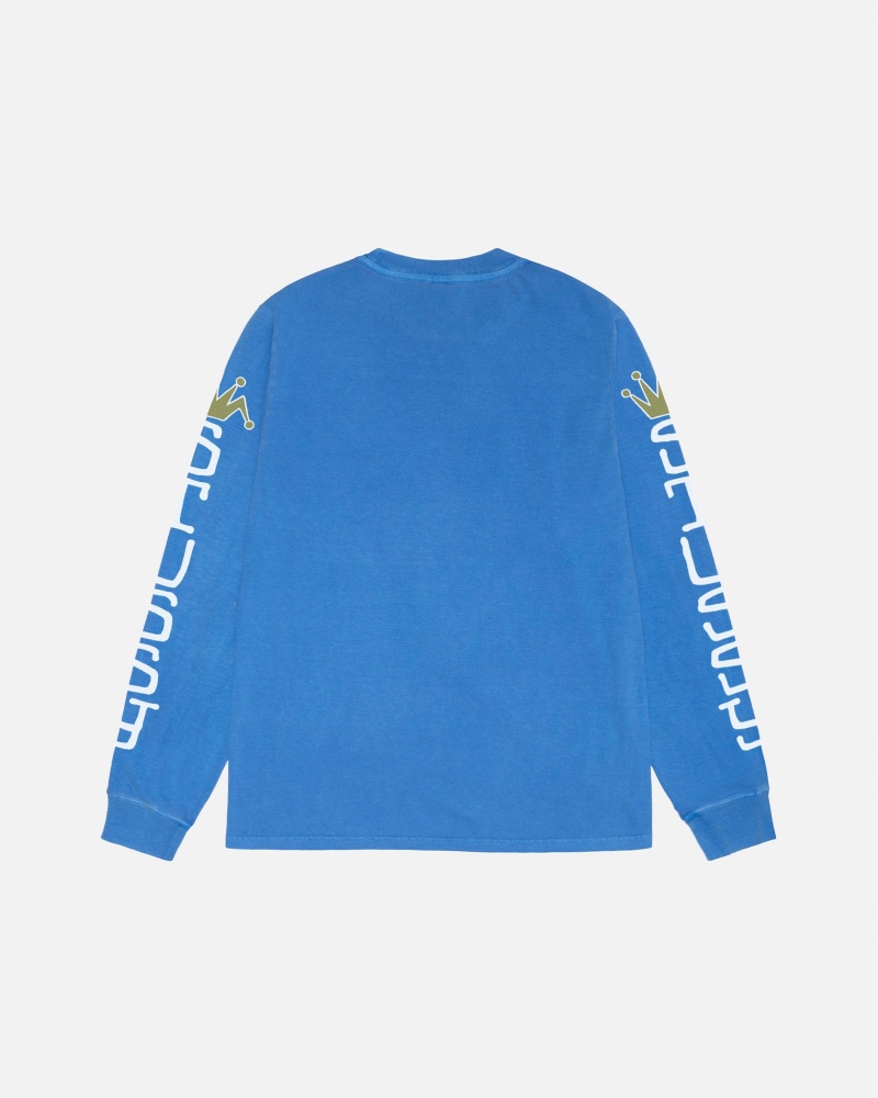 Blue Stüssy Jumbo LS Tee Pigment Dyed | UCRW5-8962