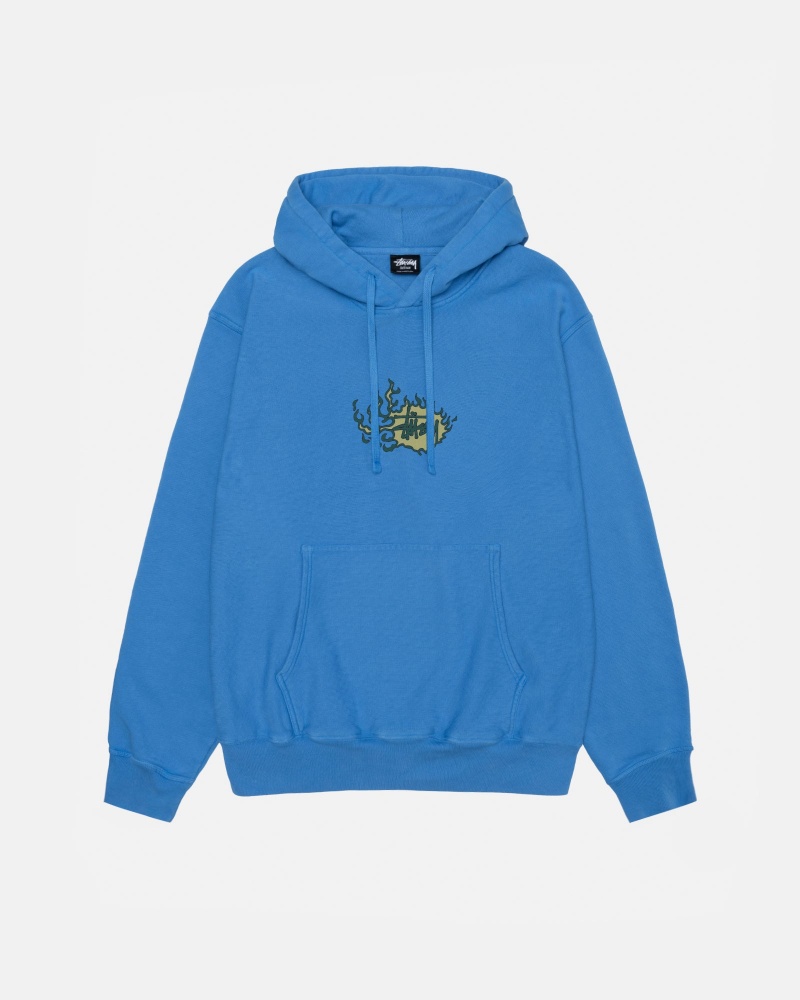 Blue Stüssy Mosaic Dragon Hoodie Pigment Dyed | ZRNV-79652