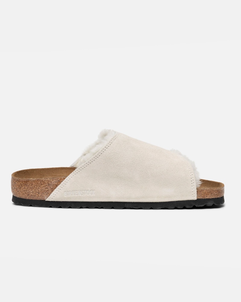 Bone Stüssy & Birkenstock Solana Shearling Slide | YNLZ0-9587