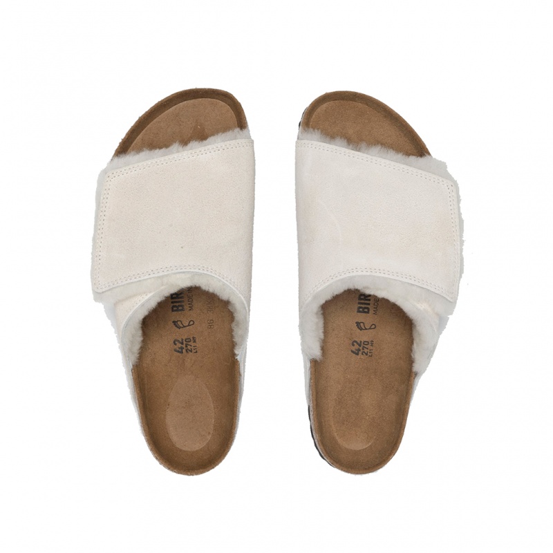 Bone Stüssy & Birkenstock Solana Shearling Slide | YNLZ0-9587