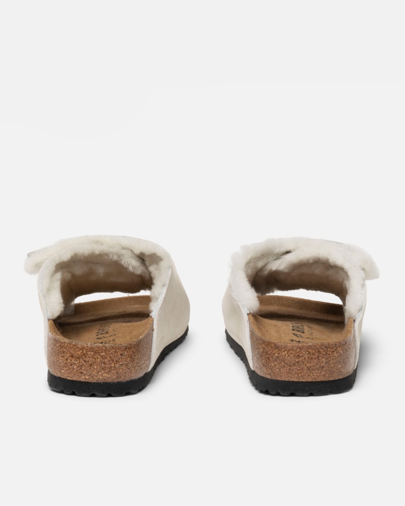 Bone Stüssy & Birkenstock Solana Shearling Slide | YNLZ0-9587