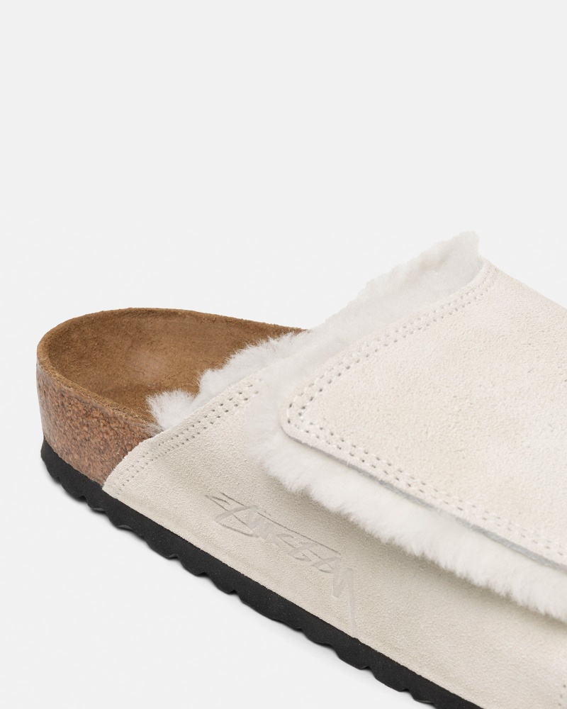 Bone Stüssy & Birkenstock Solana Shearling Slide | YNLZ0-9587