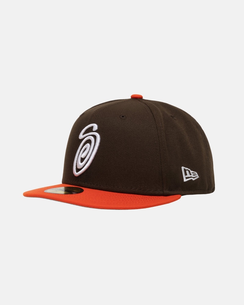 Brown/Orange Stüssy New Era 59Fifty Curly S | VRLS4-8173