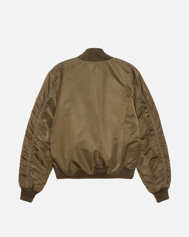 Brown Stüssy Built Reversible Bomber Jacket | DHBF1-8543