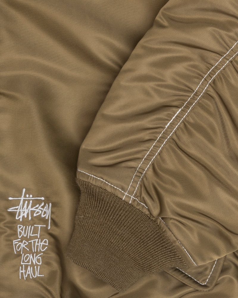 Brown Stüssy Built Reversible Bomber Jacket | DHBF1-8543