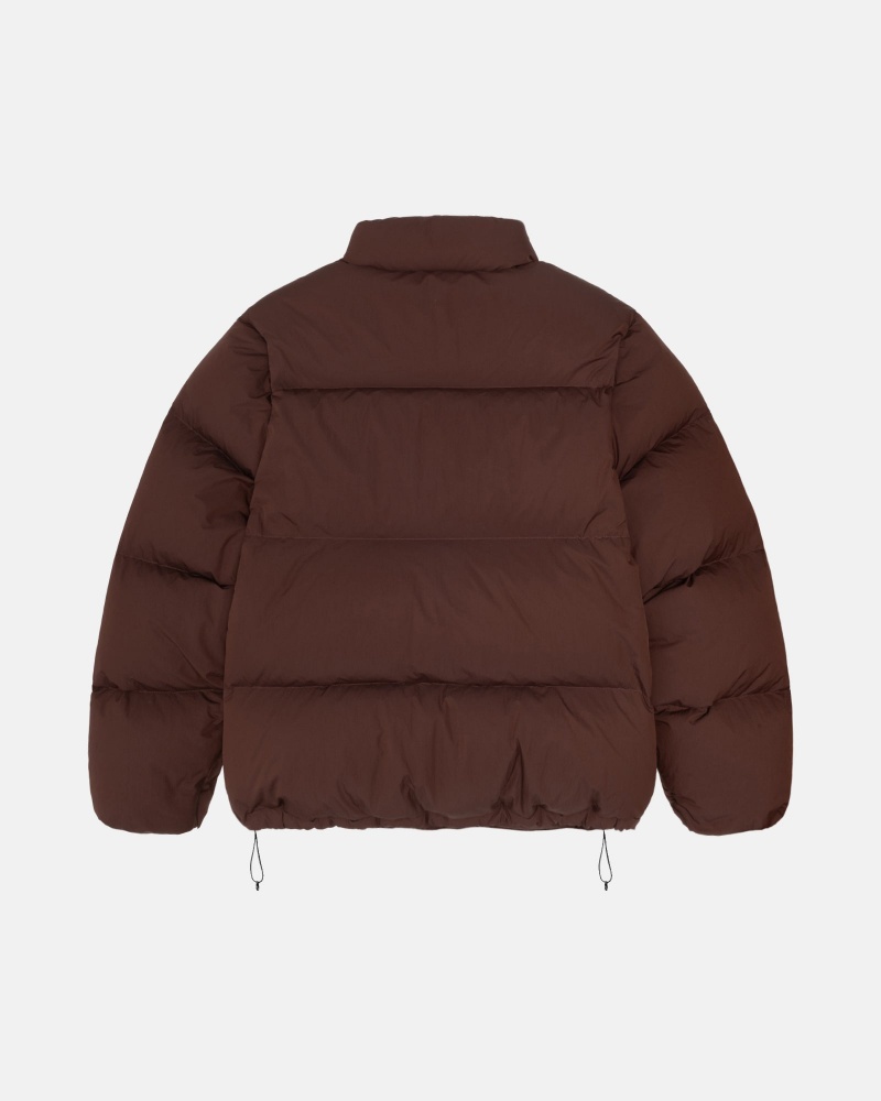 Brown Stüssy Down Puffer Nylon | NHEI6-4821