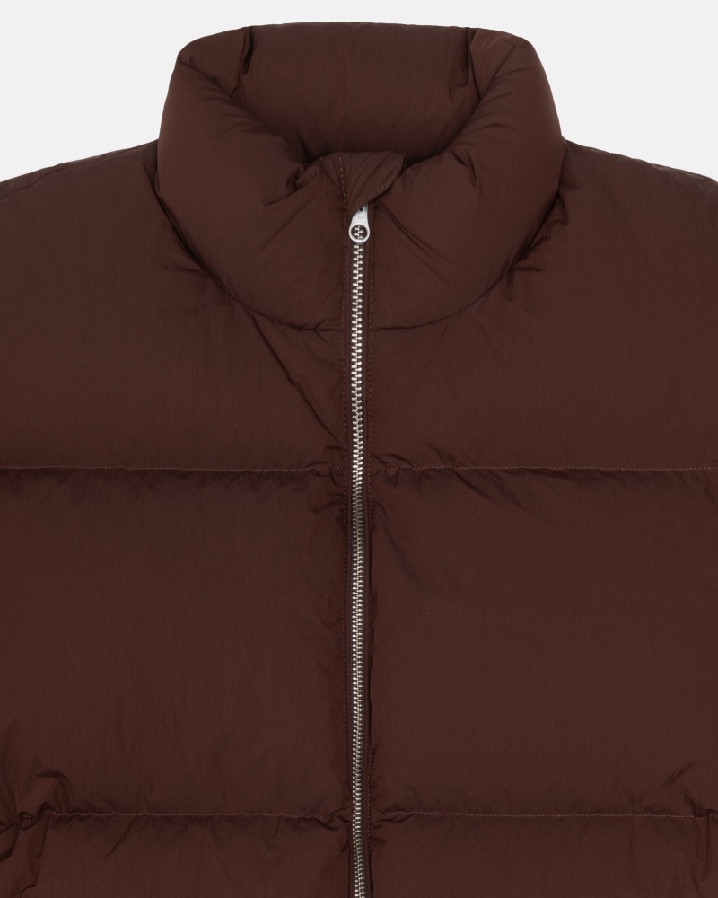 Brown Stüssy Down Puffer Nylon | NHEI6-4821