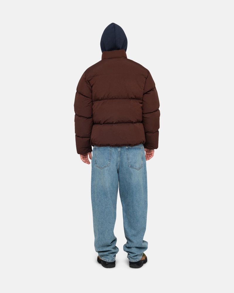 Brown Stüssy Down Puffer Nylon | NHEI6-4821