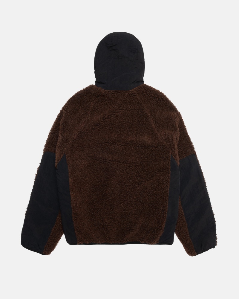 Brown Stüssy Sherpa Paneled Hooded Jacket | HIOT4-8275