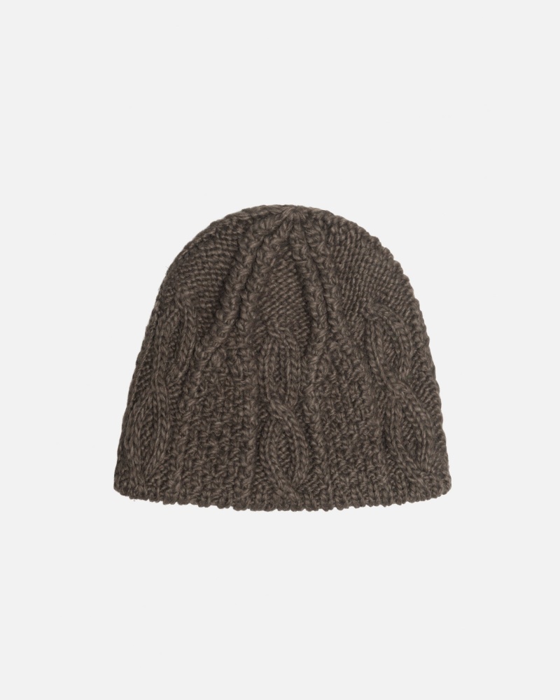 Brown Stüssy Skullcap Cable Knit | JCOT-49501