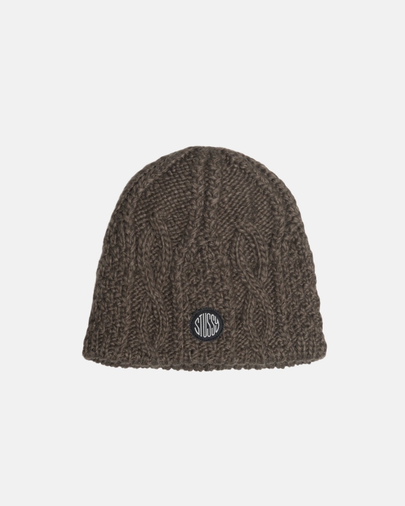 Brown Stüssy Skullcap Cable Knit | JCOT-49501