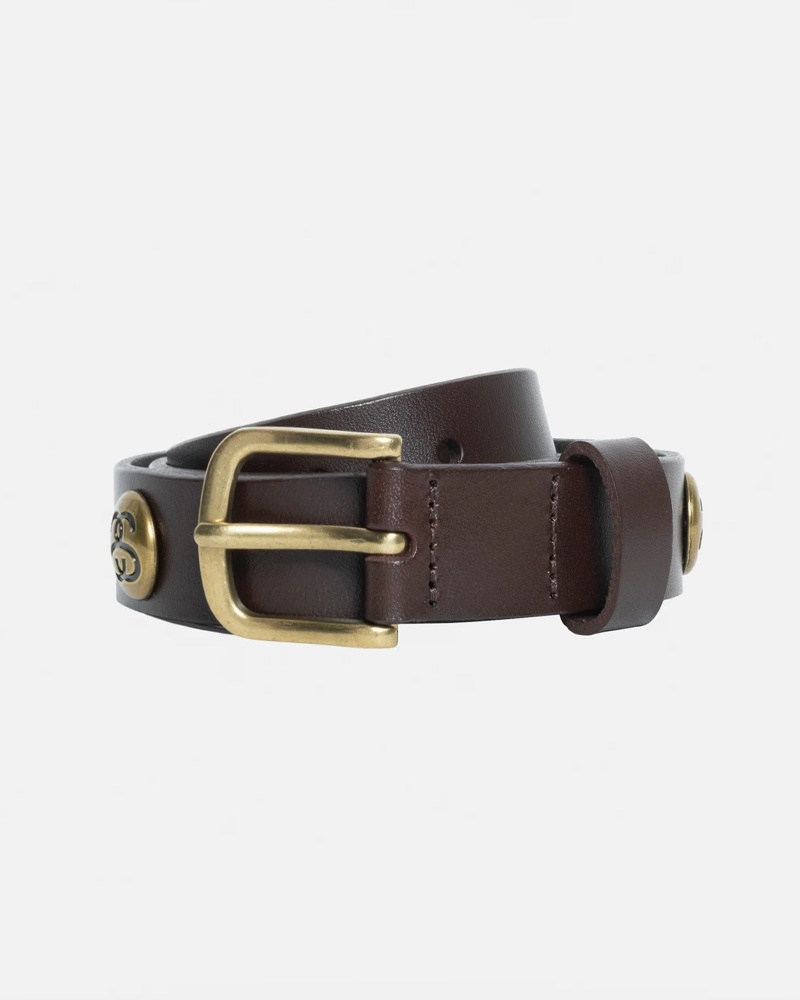 Brown Stüssy Ss-Link Studded Belt | MWBO-35972