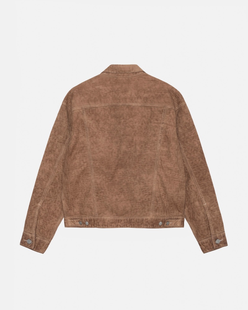 Brown Stüssy & Levi's Dyed Jacquard Trucker Jacket | QKFH-27689