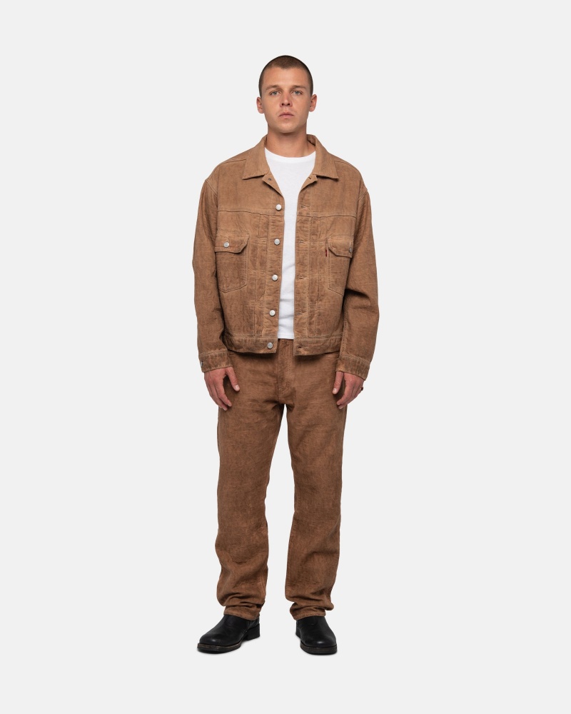 Brown Stüssy & Levi's Dyed Jacquard Trucker Jacket | QKFH-27689